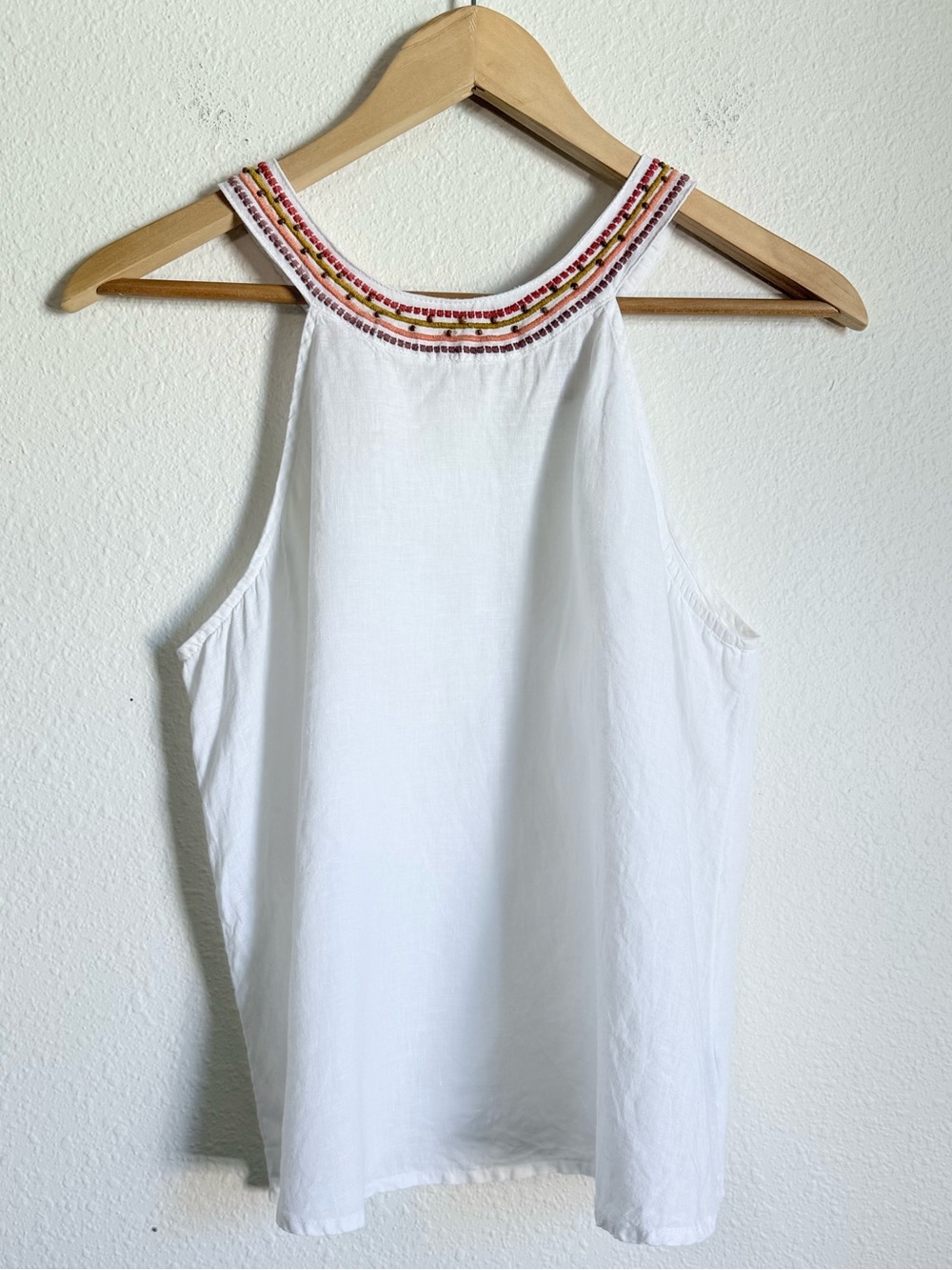 Cynthia Rowley Linen Embroidered Trim Halter Top Boho Chic Goddess Retro - Picture 4 of 7